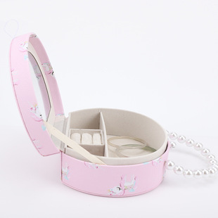 Puleather Pegasus Jewelry Storage Box with Mirror Large Capacity Jewelry Storage Box Travel Portable Jewelry Box