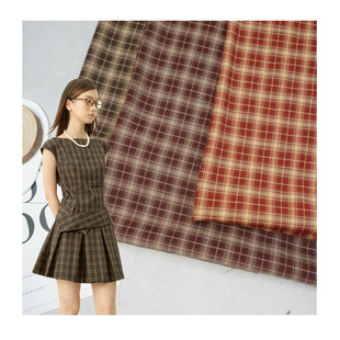 New Spring and Summer dress Plaid Fabric TR Stretch Casual Shirt Plaid Shoes Hat Bag Fabric Wholesale