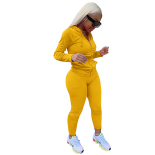 Q652 spot European and American women's Amazon women's multi-color coat tights casual suit two-piece cross-border