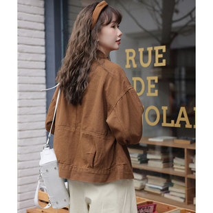 Real shot 2024 spring new Korean Style Hong Kong style loose all-match lapel Denim coat women's casual jacket top