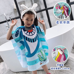 Baby's Hooded Bath Towel Cartoon Hooded Baby Bathrobe Beach Children's Cloak Large Absorbent Children's Bath Towel Cape