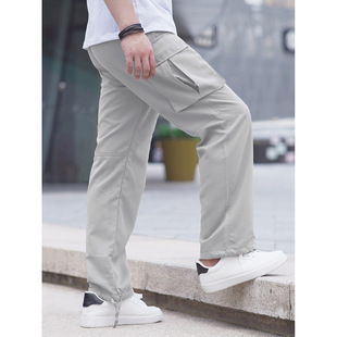 European and American Independent Station Foreign Trade 2024 Amazon Summer New Men's Workwear Casual Pants Drawstring Multi-Pocket Pants