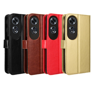 For OPPO A60 mobile phone case OPPO A60 4G mobile phone leather case flip card lanyard crazy horse pattern cross-border