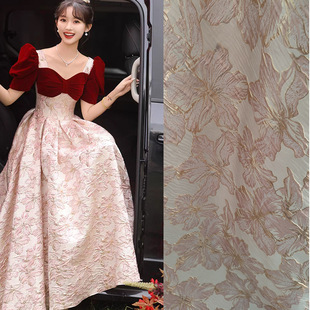 Super Fairy Three-Dimensional Embossed Woven Gold Jacquard Garment Fabric Hanfu Dress Skirt Gold Bag Handmade Fabric