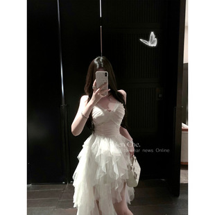 Chi Chien Chien Light Luxury Heavy Industry Старшая Подарочная Юбка На День Рождения Принцесса Белая Сетчатая Слепота Длинная Юбка Женская