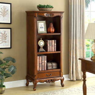 Solid wood American-style small bookcase living room newspaper shelf European-style bookshelf Retro Display Cabinet floor installation-free in stock