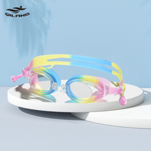 Children's adult waterproof anti-fog swimming goggles HD swimming one-piece earplugs women's transparent plain youth diving glasses