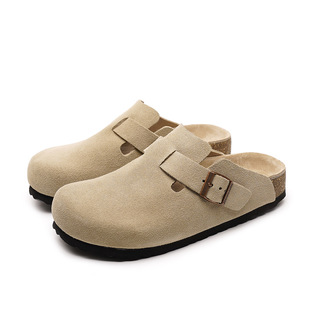 Версия из воловьей кожи ~ Туфли Birkenstock из натуральной кожи, замшевые туфли Birkenstock для мужчин и женщин на плоской подошве, парные туфли на пробковой подкладке из флиса