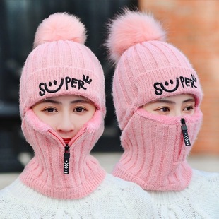 Cross-border jumper children's winter riding fleece-lined windproof wool hat all-match warm moon pullover knitted hat