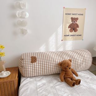 Korean-style Plaid Oblong Pillow Solid Color Cushion Cute Girl Sleeping Comfort Cotton Children's Bed Wai Dumpling Pillow
