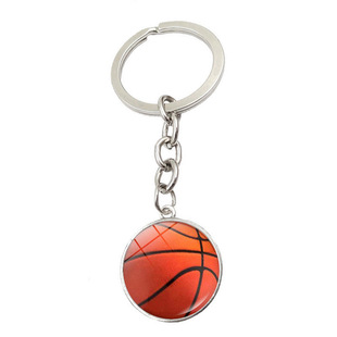 Sports basketball Football key chain pendant volleyball baseball crystal glass pendant key chain jewelry tide wholesale