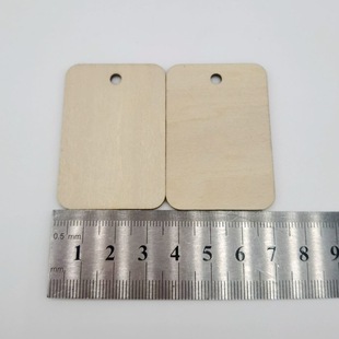 Factory supply round corner rectangular tag square with hole wooden pieces 5 × 3.5cm basswood with hole pendant 50