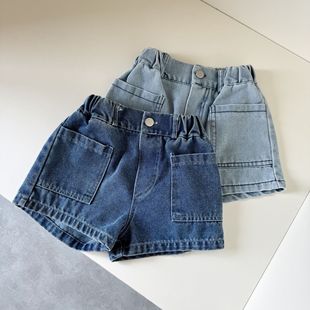Children's Denim Short Pants Big Pocket Girls' Summer 2025 New Arrival Boys' Children's Wear Baby Loose Casual Pants