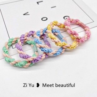20 high elastic female hair rope hair ring summer simple rubber band does not hurt the hair rope leather cover 5 pieces headdress hair accessories