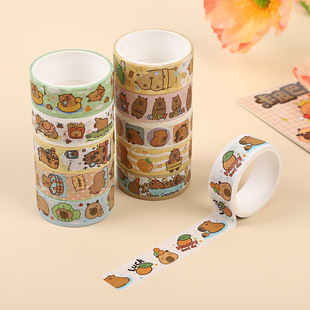 12 rolls of kappibala and paper tape capybara kappiba cartoon hand account tape DIY hand account decorative stickers