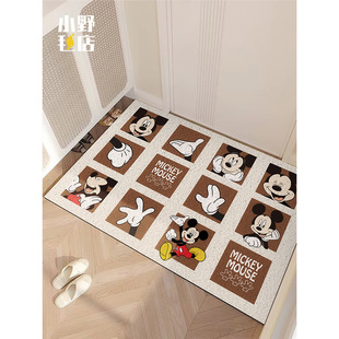 Cute Cartoon Entrance Floor Mat Mickey Silk Ring Entrance Door Mat Non-Slip Dirt-Resistant Foot Mat Entrance Door Can be Cut