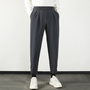 2024 summer autumn and winter new men's black casual leggings fashion trend loose toe ankle-length pants hanging trousers