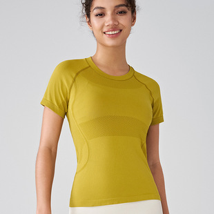Spring and Summer new women's short sleeve round neck sports T-shirt running fitness top slim breathable shaping yoga short sleeve