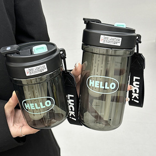 Large Capacity Flip Double Drinking Straw Plastic Cup with Tea Leak Coffee Cup Business Advertising Gift Cup