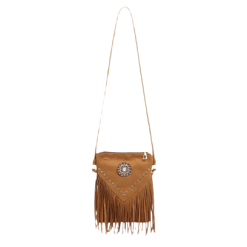 Trendy and stylish solid color frosted tassel small square bag for women, versatile, casual, and suitable for commuting.