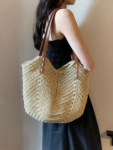 New Korean Style Woven Women's Straw Woven Bag Summer All-match Fashionable Shoulder Handbag Large Capacity Commuter Tote Bag