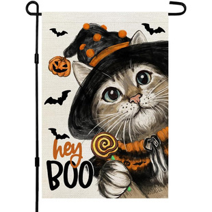 Amazon Temu Hot Selling Halloween Ghost Pumpkin Garden Flag Double-Sided Linen 30*45cm Factory Direct Sale