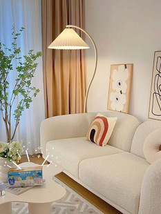 Creamy wind floor lamp pleated girl heart ins French vintage vertical pleated living room bedroom atmosphere lamp