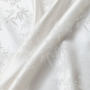 Bamboo Leaf Jacquard Triacetate Fabric High-end Cheongsam Culottes Silk Silks and Satins Texture Satin Clothing Designer Fabric
