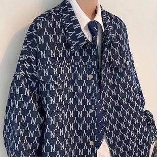vintage Denim Jacket Men's Trendy Brand High-end Sense Niche Jacket Trendy ins Hong Kong Style Trendy Spring and Autumn Clothes Spring