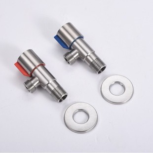 New building materials red and blue stainless steel 304 triangle valve cold and hot water stop valve 4 points bathroom universal toilet inlet valve