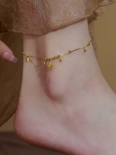 2022 New Entry Luxury High Sense Titanium Steel Bell Anklet Cyber Celebrity Niche Design Sense ins Cold Style Foot Chain