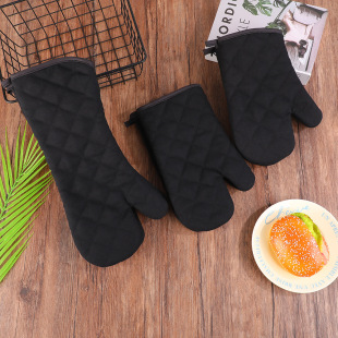 Household cotton and linen oven gloves kitchen baking high temperature resistant thickened anti-scalding gloves microwave oven heat insulation gloves wholesale