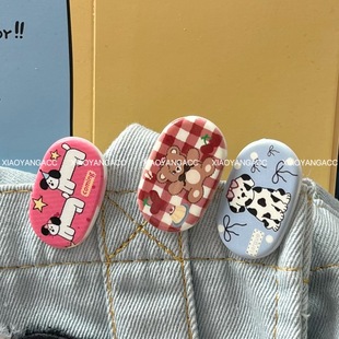 Cute Cartoon Puppy Oval Hair Clip Ins Style Girl's Heart Bangs Clip Japanese Sweet Student Cartoon Headwear