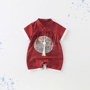 Baby's Summer Short-sleeved Suit Baby's Chinese-style Thin Western-style New Chinese-style Hanfu Tang Suit Hundred-day Suit Summer
