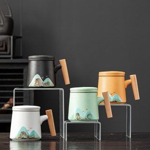 Yuanshan mug ceramic tea making Office cup tea separation Cup holiday cultural creative gift business gift making