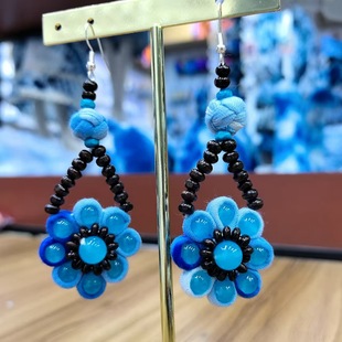 Yunnan Dali ethnic blue tie-dye earrings hand-woven manufacturers wholesale