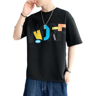 National Fashion Vibe Style Short-sleeved T-shirt Men's Loose Korean-style Hong Kong Style Men's T-shirt Fashionable Brand Slim-fit Comfortable Temperament T-shirt