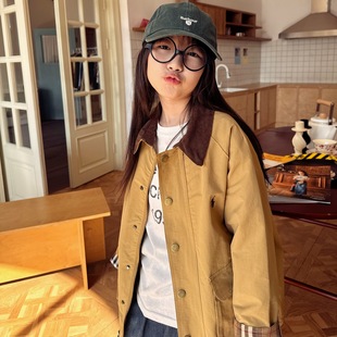 Spring and Summer 2025 New Japanese Children's Retro Old Money Style Loose Laps Coat Casual ZR for Boys and Girls