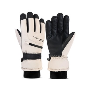 Zipper Ski Gloves Men's Winter Riding Cold-proof fleece-lined Thick Warm Electric Car Touch Screen Cotton Gloves Women's Winter