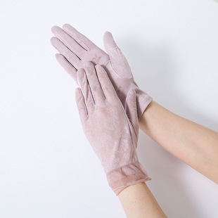Summer ladies thin lace touch screen sunscreen gloves breathable non-slip electric car driving riding gloves wholesale