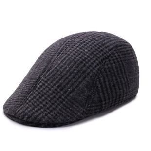 Middle-aged and elderly cap beret Korean warm winter check forward hat warm pattern men's retro hat