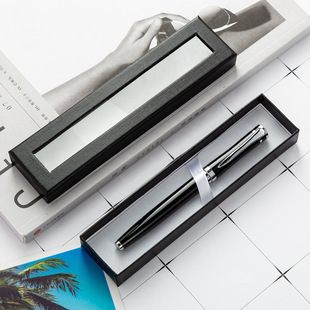 Pen box packaging printing gift lid paper single pen round bead box creative transparent window pen box