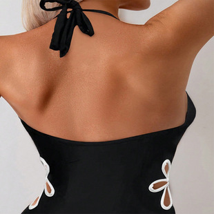 Cross-border Swimsuit 2024 New European and American Printed Tight Belly Covering Conservative Beach Hot Spring Bikini Swimsuit for Women