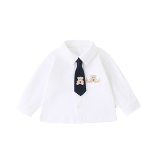 DUUDUU Korean Style 2025 New Baby Shirt Children's Spring and Autumn Baby Top Cotton White Boys' Shirt