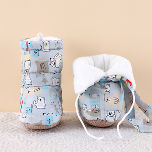 Baby shoes autumn and winter warm winter thickened shoes soft bottom baby non-slip fleece-lined high-top infant cotton shoes