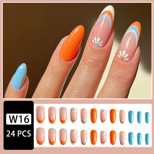 24 pieces per box simple petal series color matching wear manicure fake nails manicure nail patch