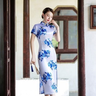 Подиум Cheongsam в китайском стиле, женское длинное элегантное ретро тонкое платье для выступления на сцене, улучшенная версия
