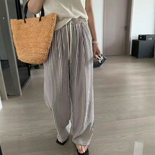 430-6 Fabric Tide Comfortable Travel Vacation Striped Casual Pants