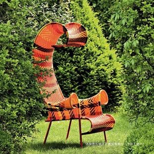 Nordic Outdoor Sofa Courtyard Furniture Model Room Garden Outdoor Balcony Rattan Chair Designer Creative Rattan Sofa