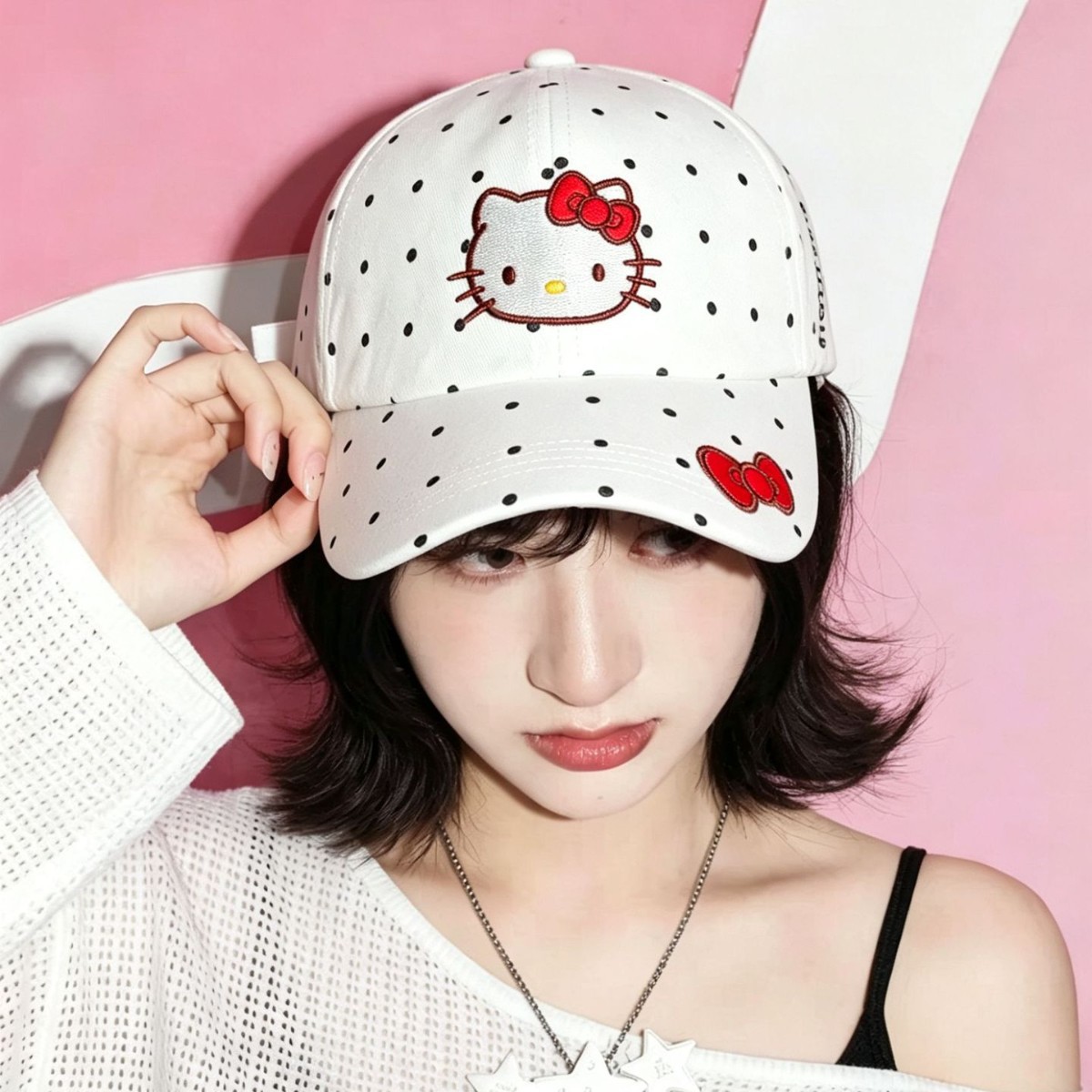 Sanrio Adult Women's Hat Kt Genuine Fashion Spring and Summer Couple's Curved Brim Sports Cap Korean Style Versatile Baseball Cap
